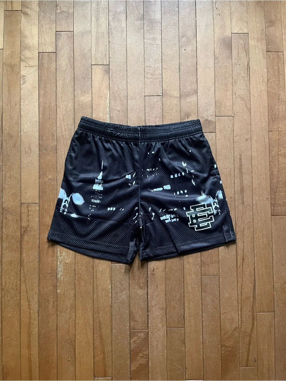 Eric Emanuel Black Athletic Shorts with White skyline